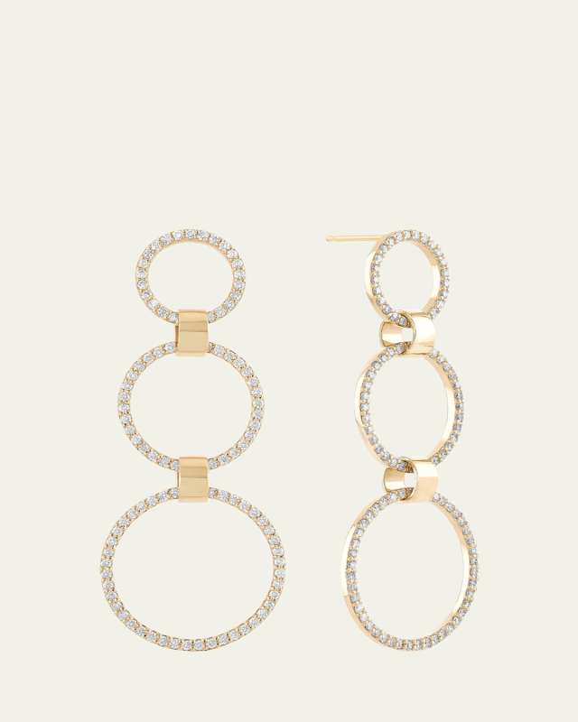 Flawless Three Circle Linear Link Earrings